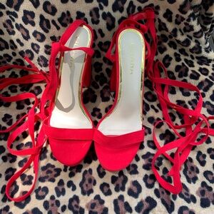 Liliana Bold Red Strappy Heels